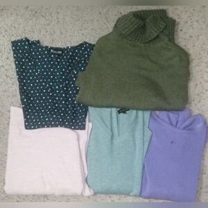 Lot of 5 Womens Large Sweaters and Top, NWOT & very well loved